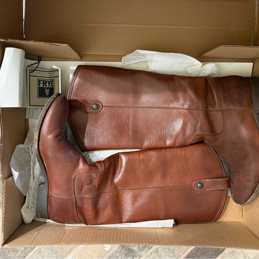 Frye Cognac Leather Riding Boots 8.5